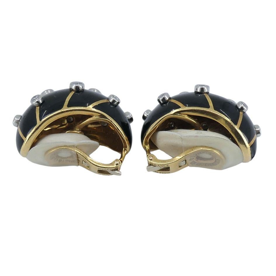 Jean Schlumberger Tiffany & Co. Pendientes Banana de oro de 18 quilates, platino y esmalte con diamantes en venta 2