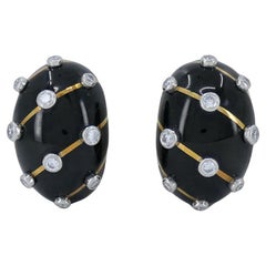 Jean Schlumberger Tiffany & Co. Pendientes Banana de oro de 18 quilates, platino y esmalte con diamantes