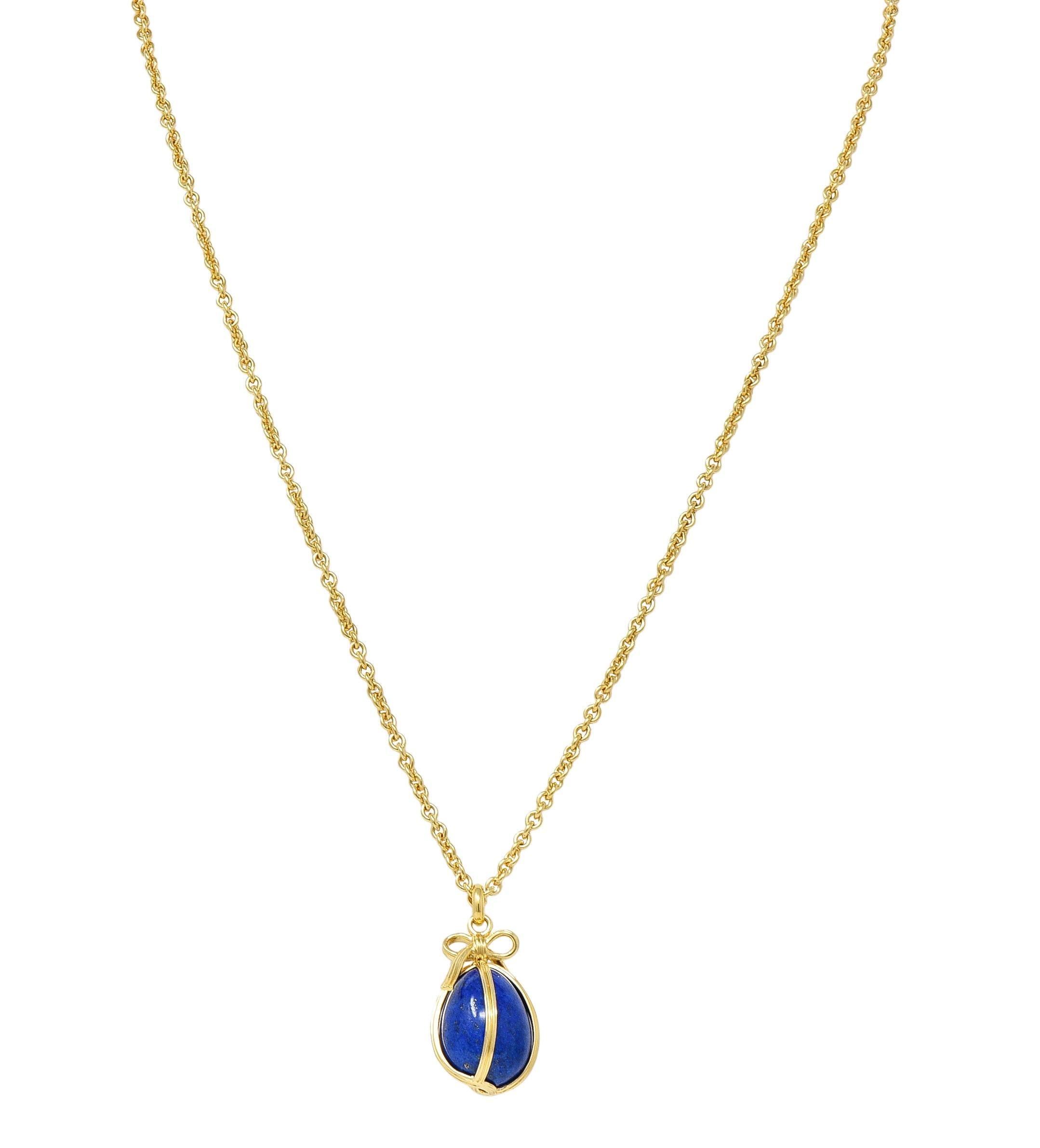 Jean Schlumberger Tiffany & Co. 1970's Lapis Lazuli 18 Karat Gold Egg Necklace 5