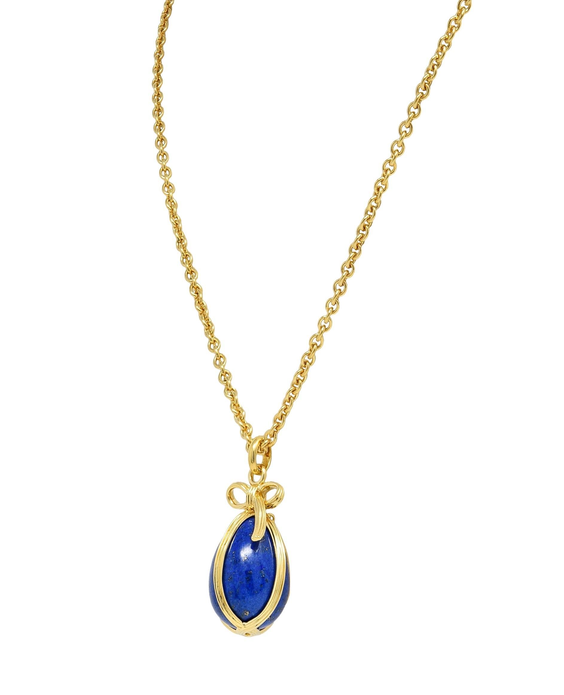 Uncut Jean Schlumberger Tiffany & Co. 1970's Lapis Lazuli 18 Karat Gold Egg Necklace