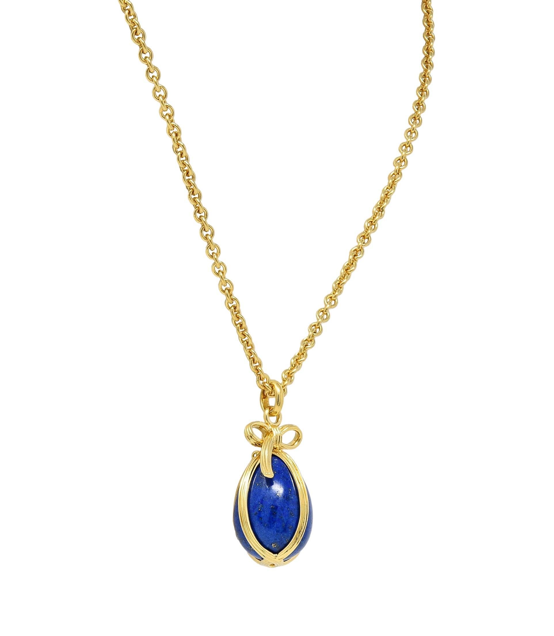 Jean Schlumberger Tiffany & Co. 1970's Lapis Lazuli 18 Karat Gold Egg Necklace In Excellent Condition In Philadelphia, PA