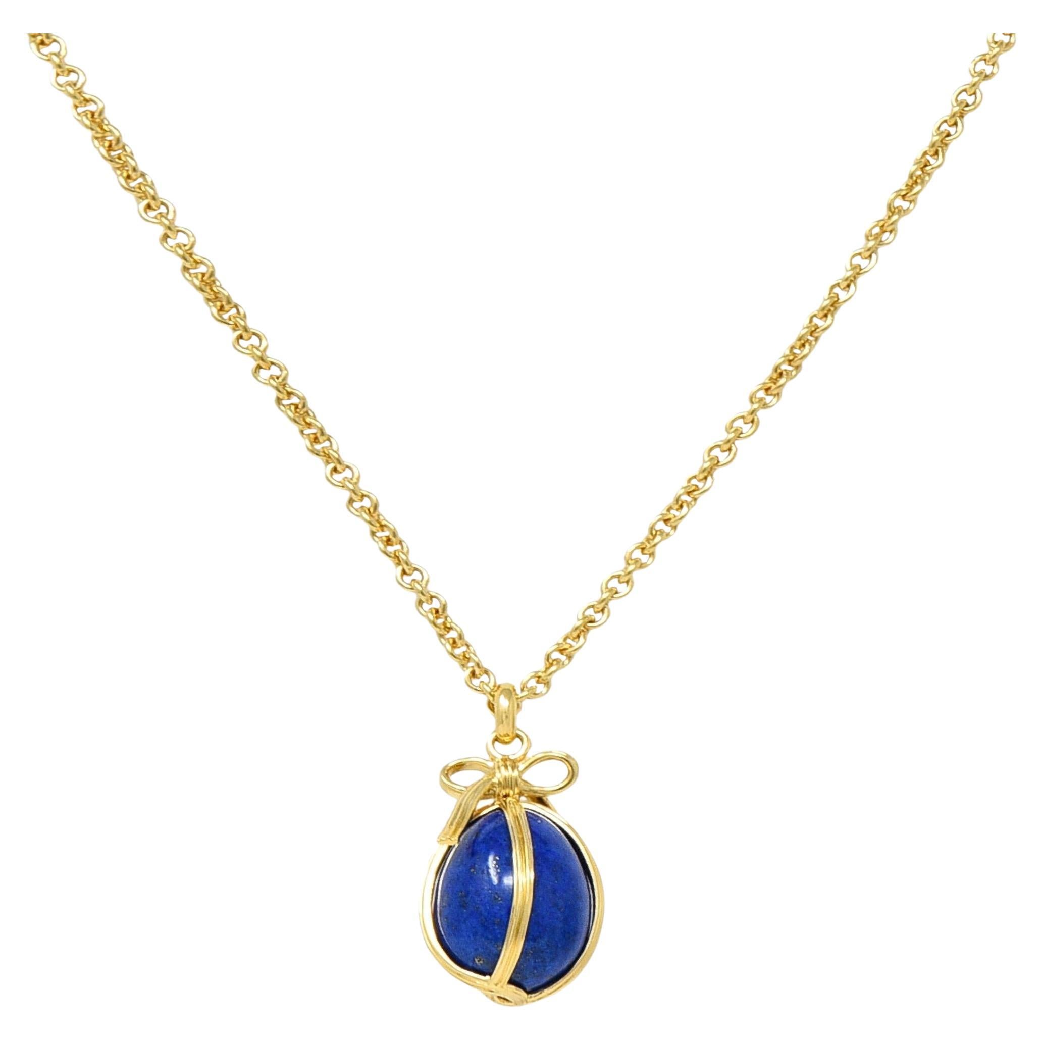 Jean Schlumberger Tiffany & Co. 1970's Lapis Lazuli 18 Karat Gold Egg Necklace
