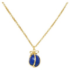 Vintage Jean Schlumberger Tiffany & Co. 1970's Lapis Lazuli 18 Karat Gold Egg Necklace