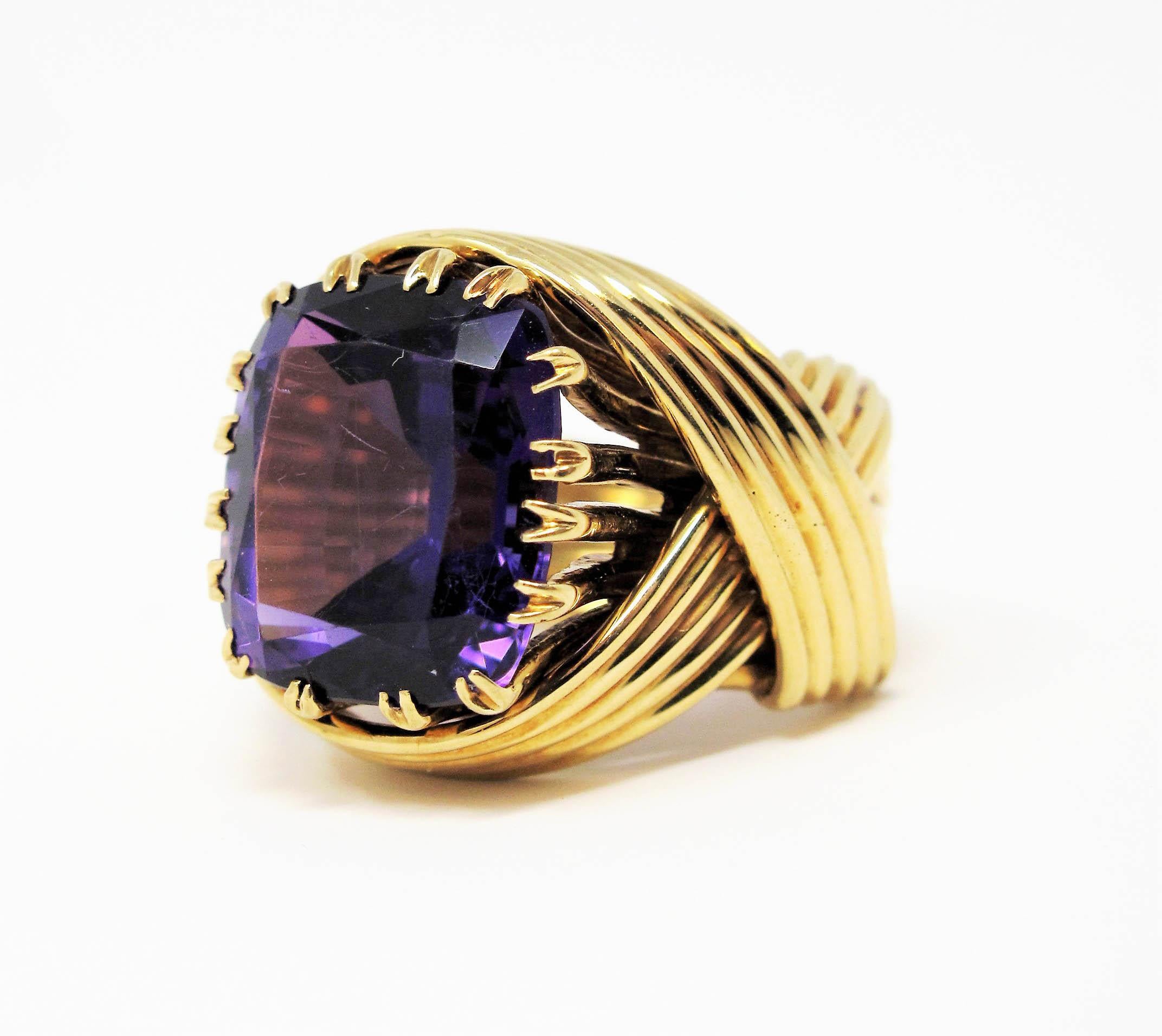 Jean Schlumberger Tiffany & Co. Amethyst and 18 Karat Yellow Gold Cocktail Ring 2