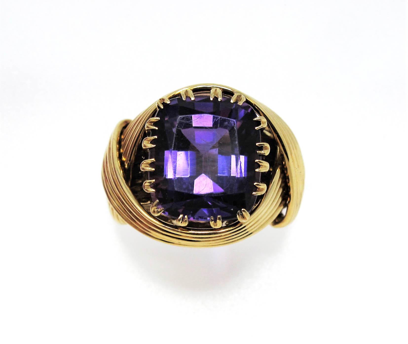 Jean Schlumberger Tiffany & Co. Amethyst and 18 Karat Yellow Gold Cocktail Ring 3