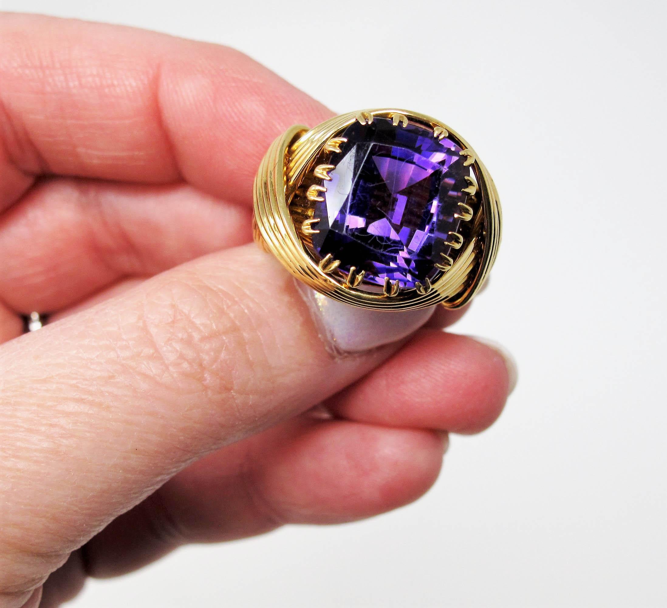 Jean Schlumberger Tiffany & Co. Amethyst and 18 Karat Yellow Gold Cocktail Ring In Fair Condition In Scottsdale, AZ
