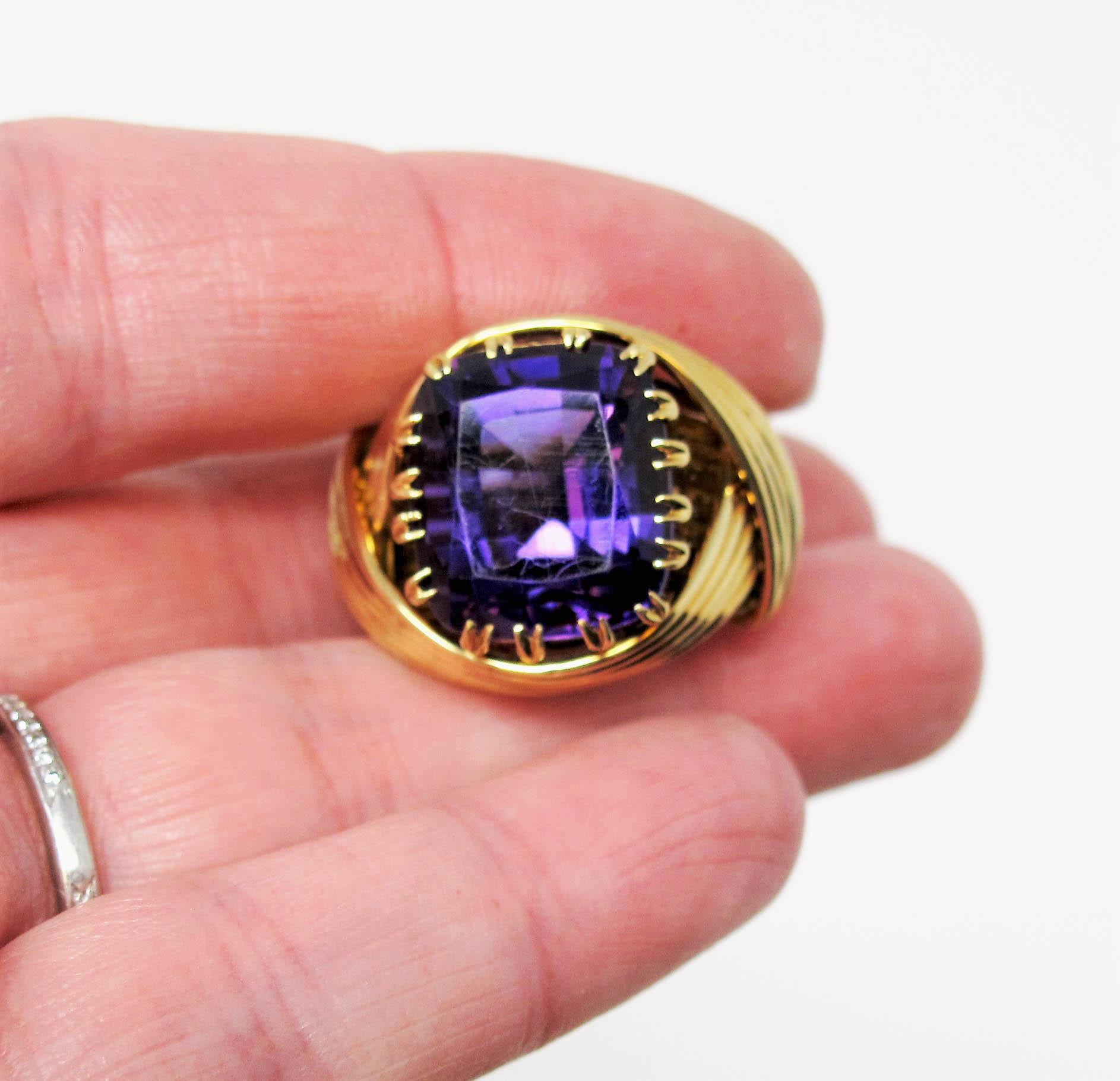 Women's Jean Schlumberger Tiffany & Co. Amethyst and 18 Karat Yellow Gold Cocktail Ring