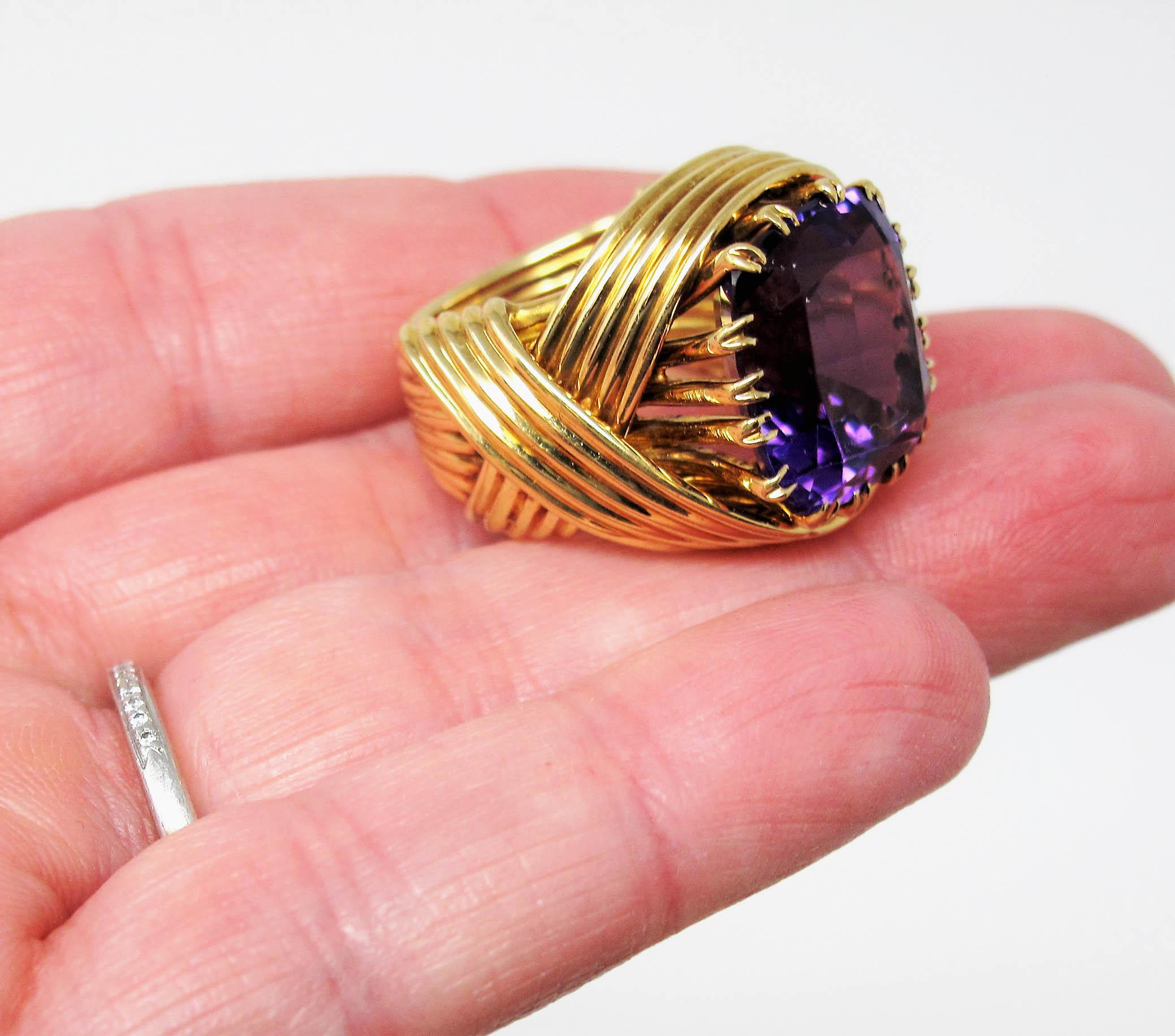 Jean Schlumberger Tiffany & Co. Amethyst and 18 Karat Yellow Gold Cocktail Ring 1