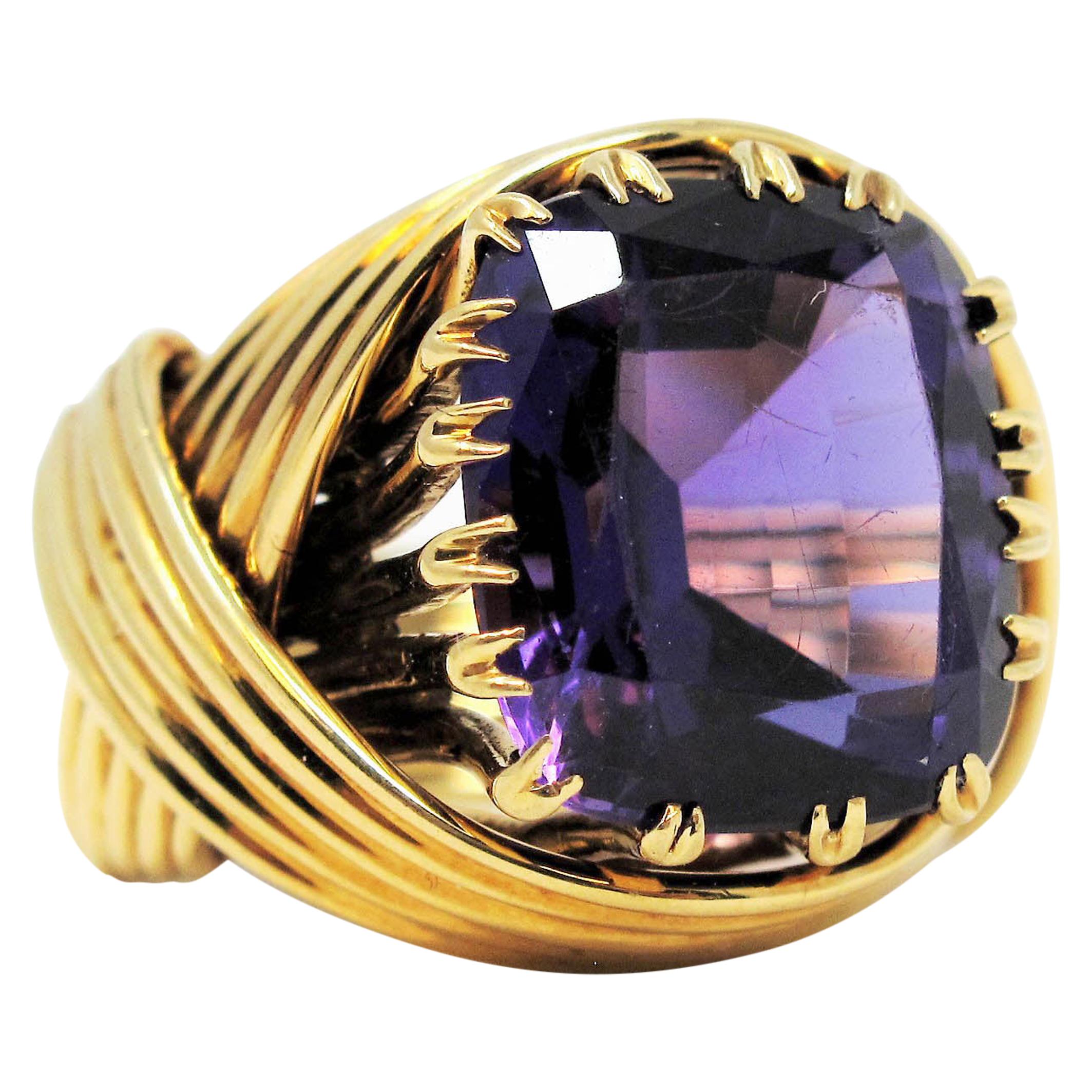 TIFFANY and Co. Jean Schlumberger Gold and Sapphire Thistle Ring at 1stDibs