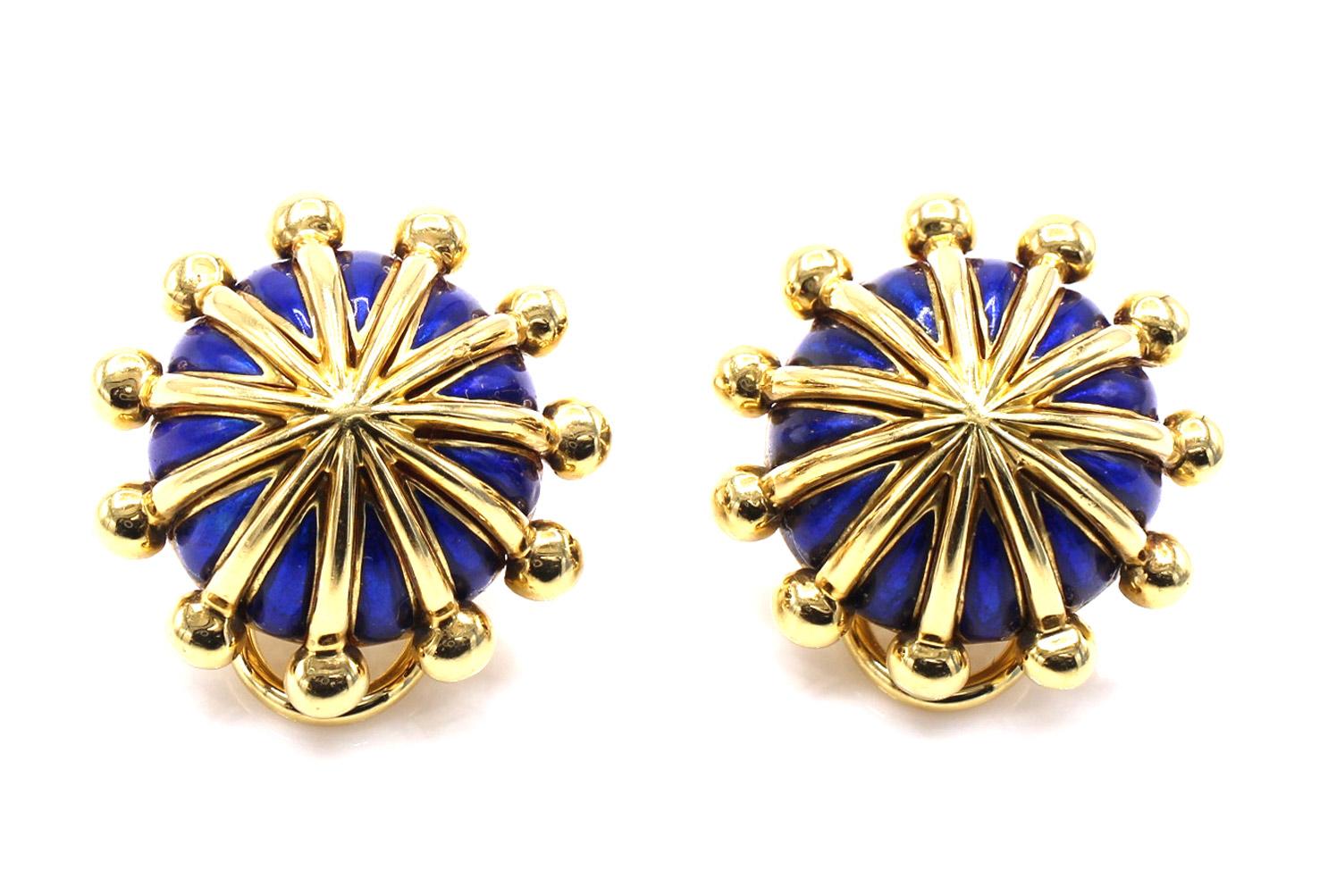 Women's or Men's Jean Schlumberger Tiffany & Co. Blue Enamel Gold 