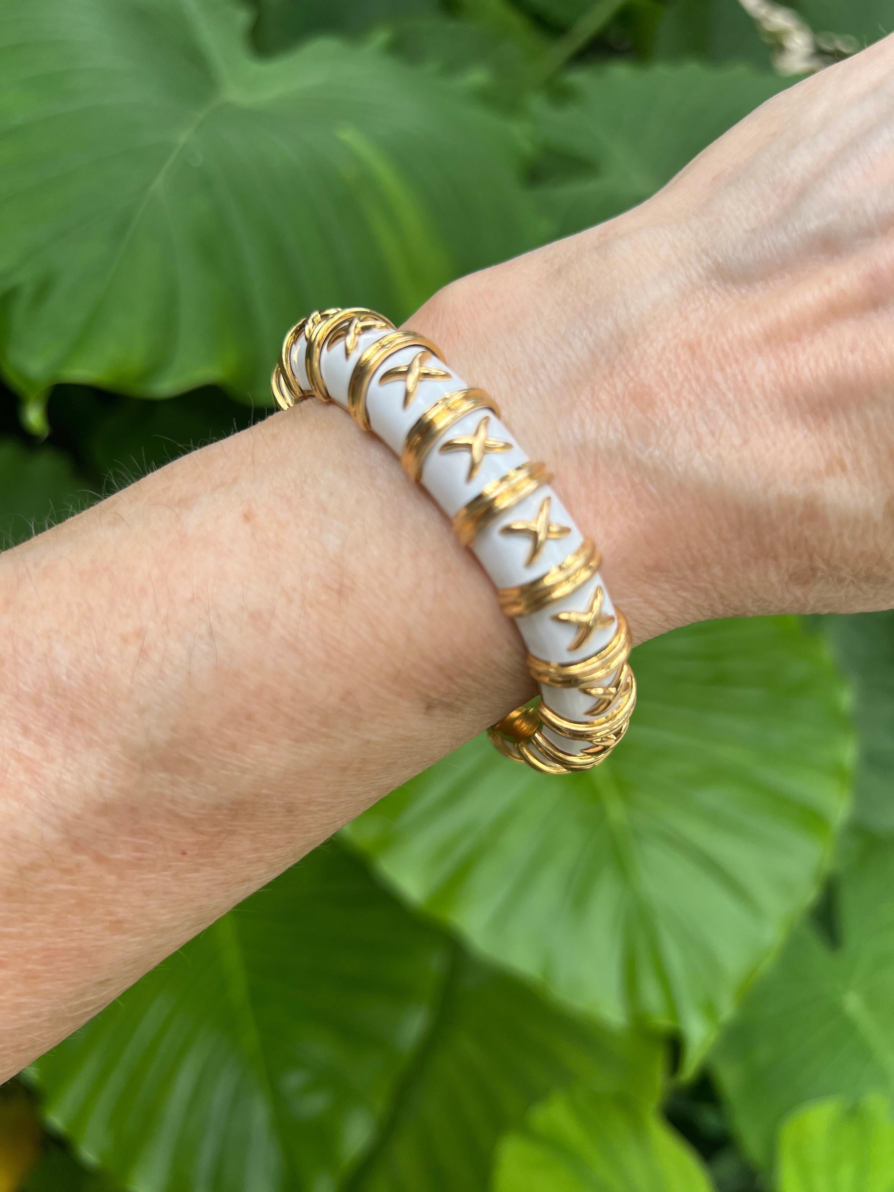 De las mujeres Jean Schlumberger - Tiffany & Co. Pulsera Croisillon Esmalte Blanco 18k