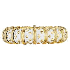 Jean Schlumberger Tiffany & Co. Gold White Enamel Vintage Bangle Bracelet