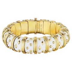 Jean Schlumberger Tiffany & Co. Gold White Enamel Vintage Bangle Bracelet