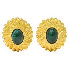 Jean Schlumberger Tiffany & Co. Malachite 18K Twist Vintage Ear-Clip Earrings
