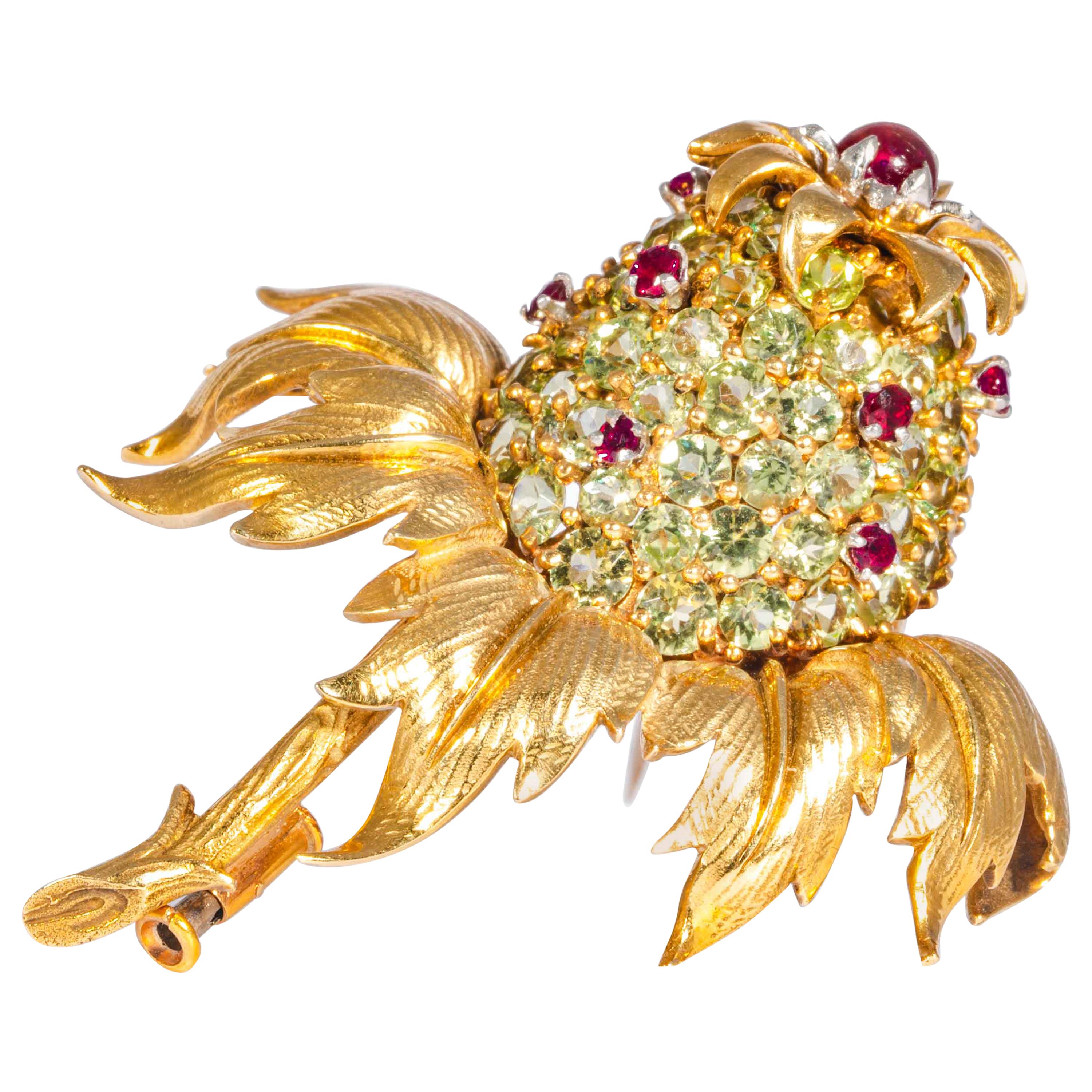  Jean Schlumberger, Tiffany & Co. Peridot and Ruby Thistle Brooch