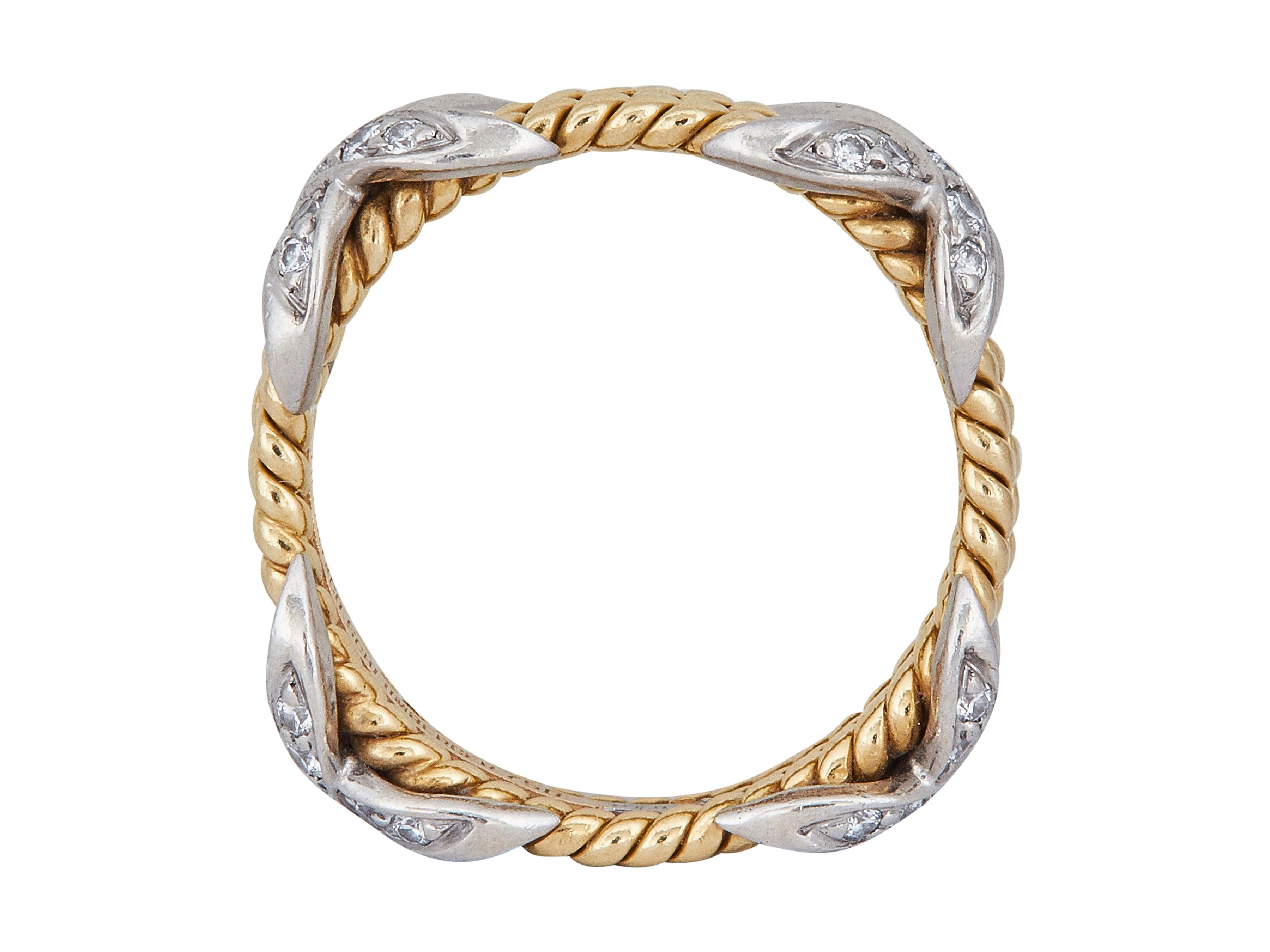 Taglio rotondo Jean Schlumberger for Tiffany & Co. Anello Tiffany The Row a tre file X in oro giallo 18K in vendita