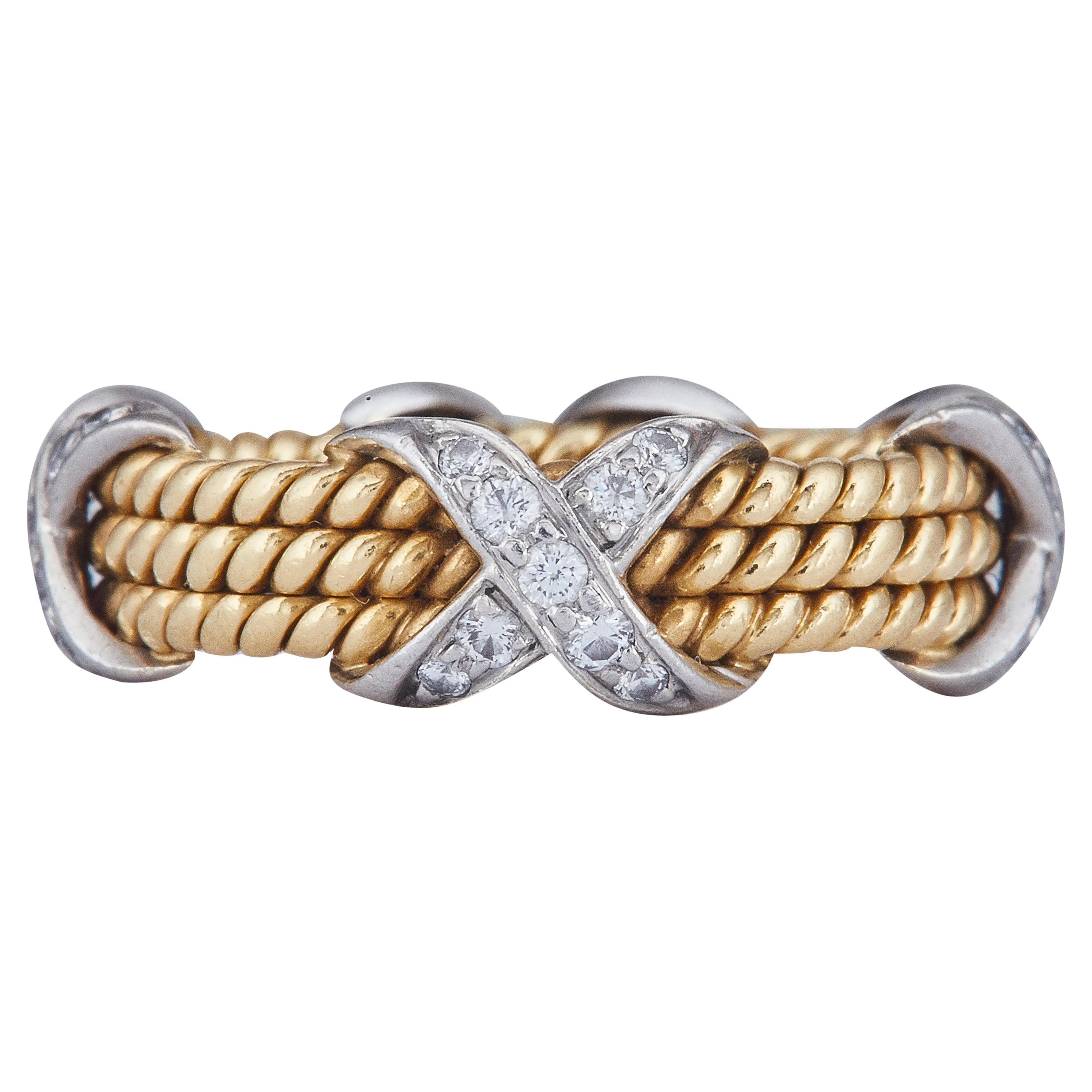 Jean Schlumberger Tiffany & Co. Tiffany Rope Three Row X Ring 18K Yellow Gold