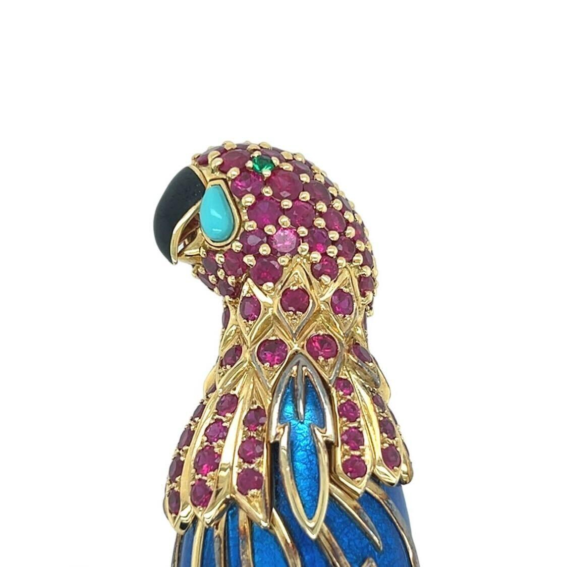 Women's or Men's JEAN SCHLUMBERGER, TIFFANY & CO., Yellow Gold, Ruby, Turquoise and Enamel Brooch For Sale