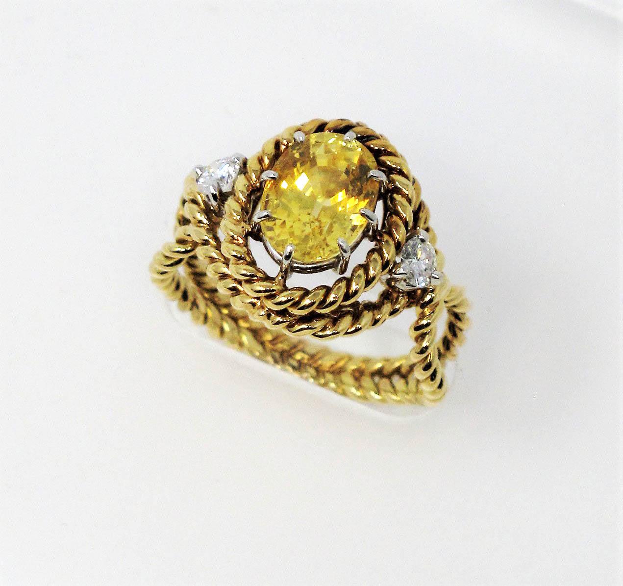 Jean Schlumberger Tiffany & Co. Yellow Sapphire and Diamond Ring 18 Karat Gold 4