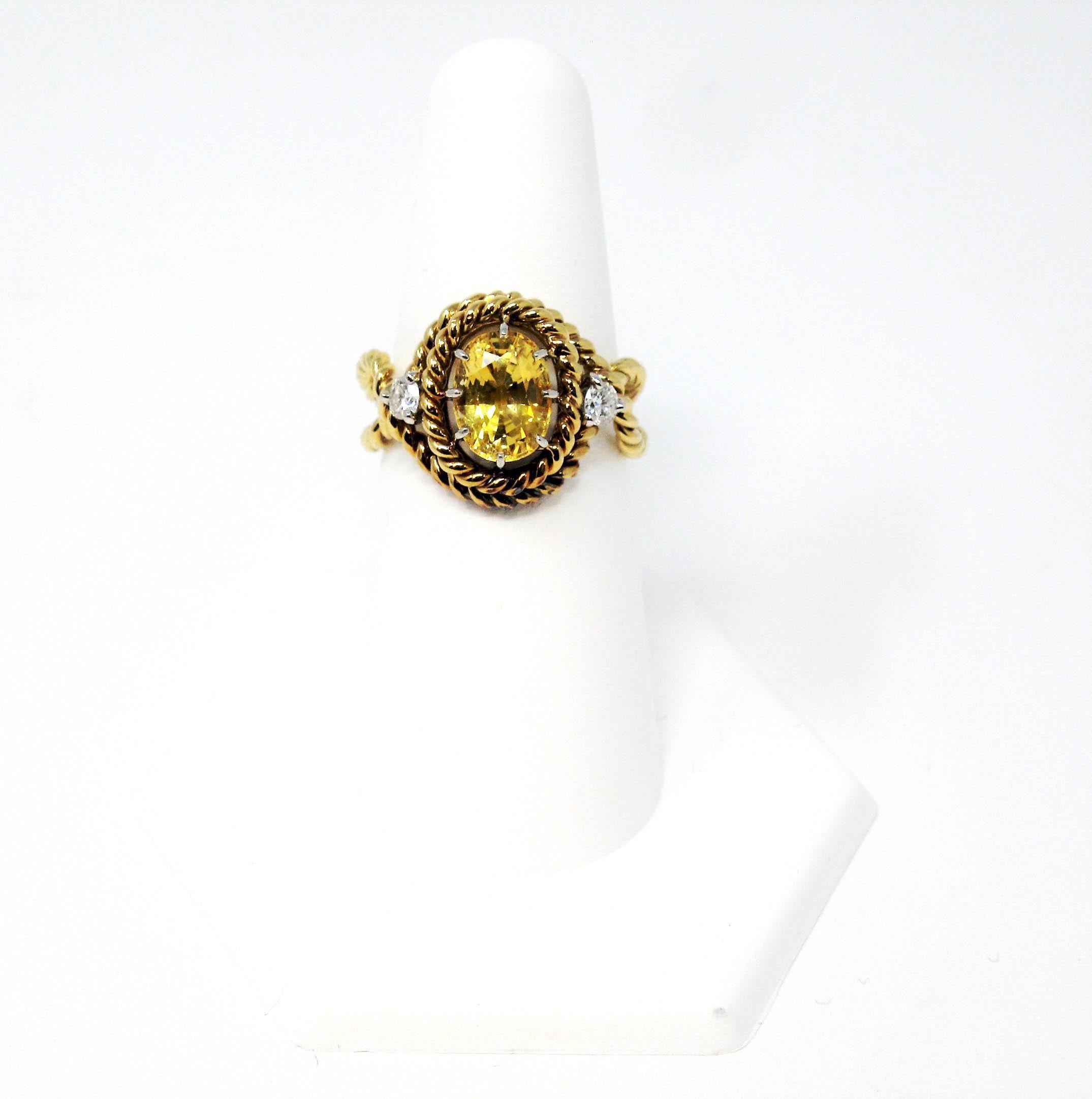 Jean Schlumberger Tiffany & Co. Yellow Sapphire and Diamond Ring 18 Karat Gold 5