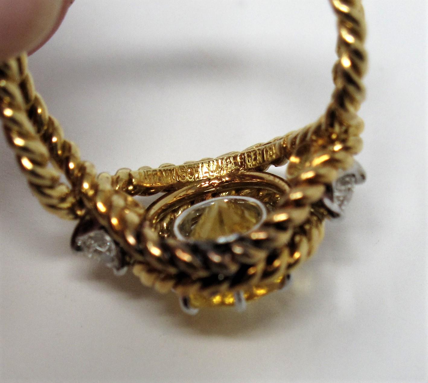 Jean Schlumberger Tiffany & Co. Yellow Sapphire and Diamond Ring 18 Karat Gold 6