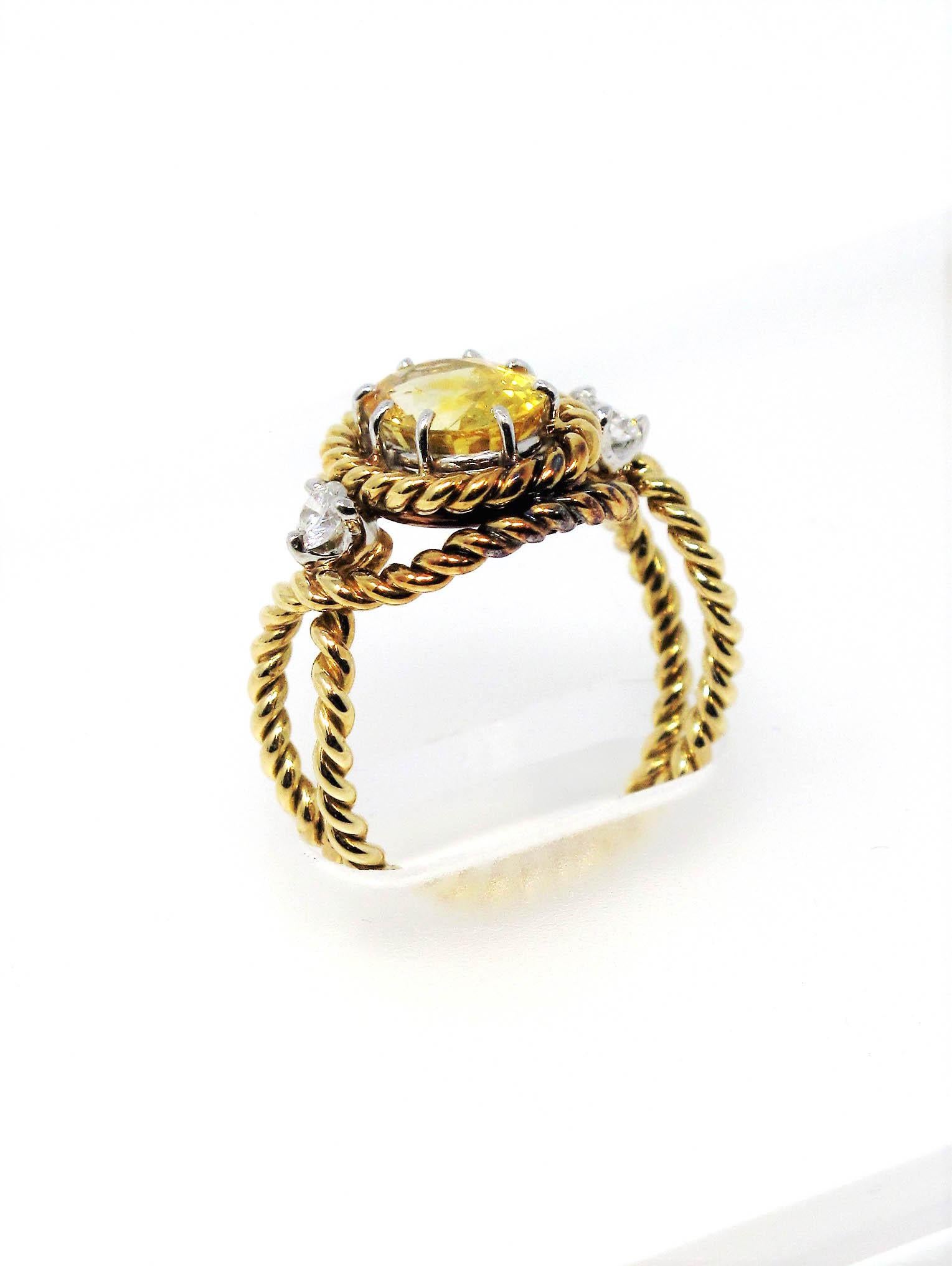 Jean Schlumberger Tiffany & Co. Yellow Sapphire and Diamond Ring 18 Karat Gold 1