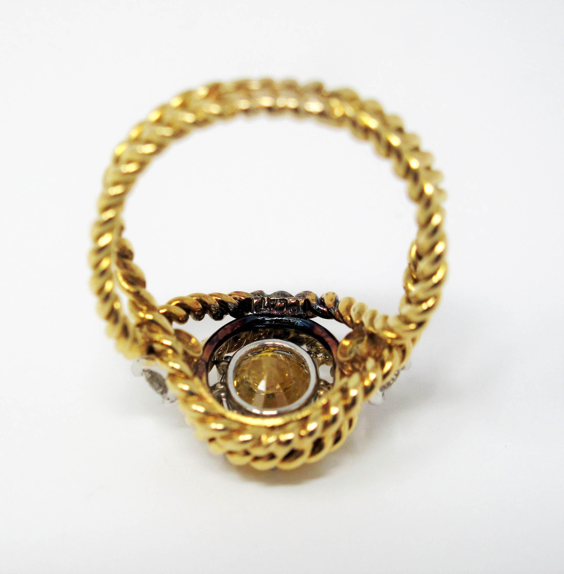 Jean Schlumberger Tiffany & Co. Yellow Sapphire and Diamond Ring 18 Karat Gold 3