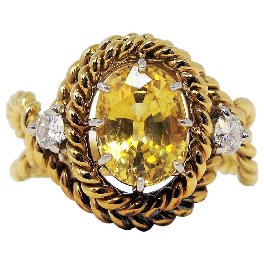 Jean Schlumberger Tiffany & Co. Yellow Sapphire and Diamond Ring 18 Karat Gold