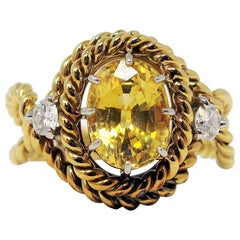 Vintage Jean Schlumberger Tiffany & Co. Yellow Sapphire and Diamond Ring 18 Karat Gold