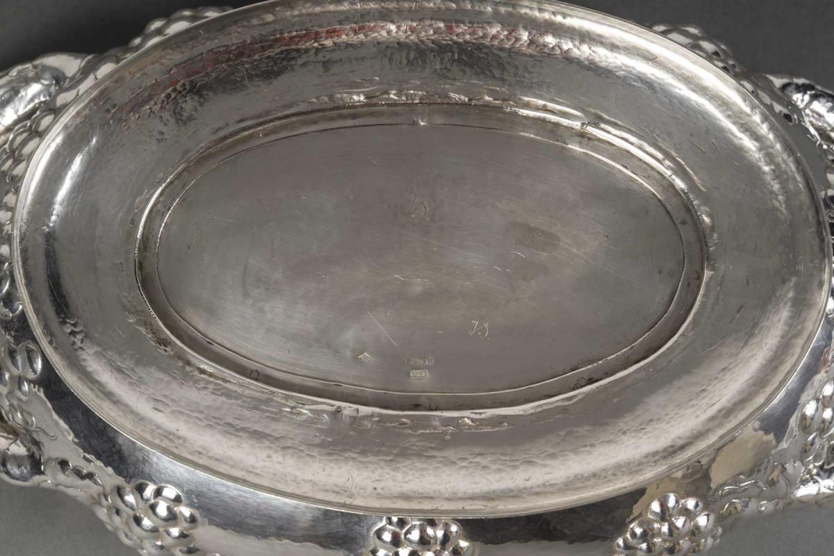 JEAN SERRIERE – Oval planter in solid silver 20th century circa 1920 For Sale 9