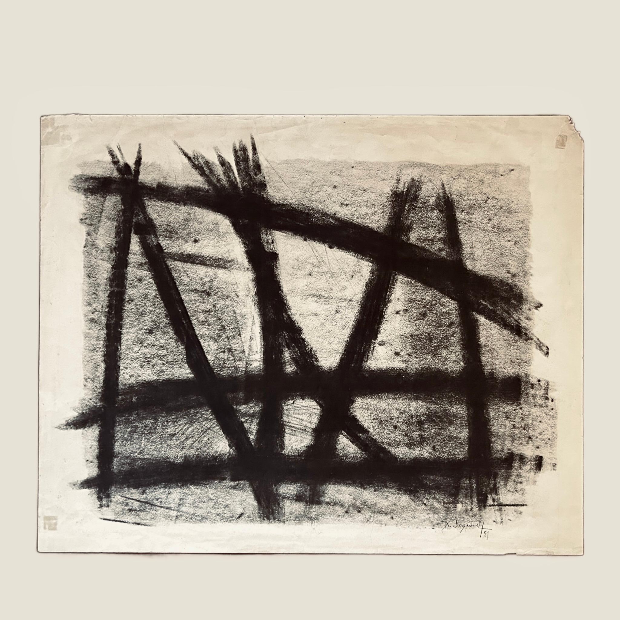 Jean Signovert, French 1919-1981- Untitled, 1951; charcoal, signed and dated 51 lower right, sheet 22