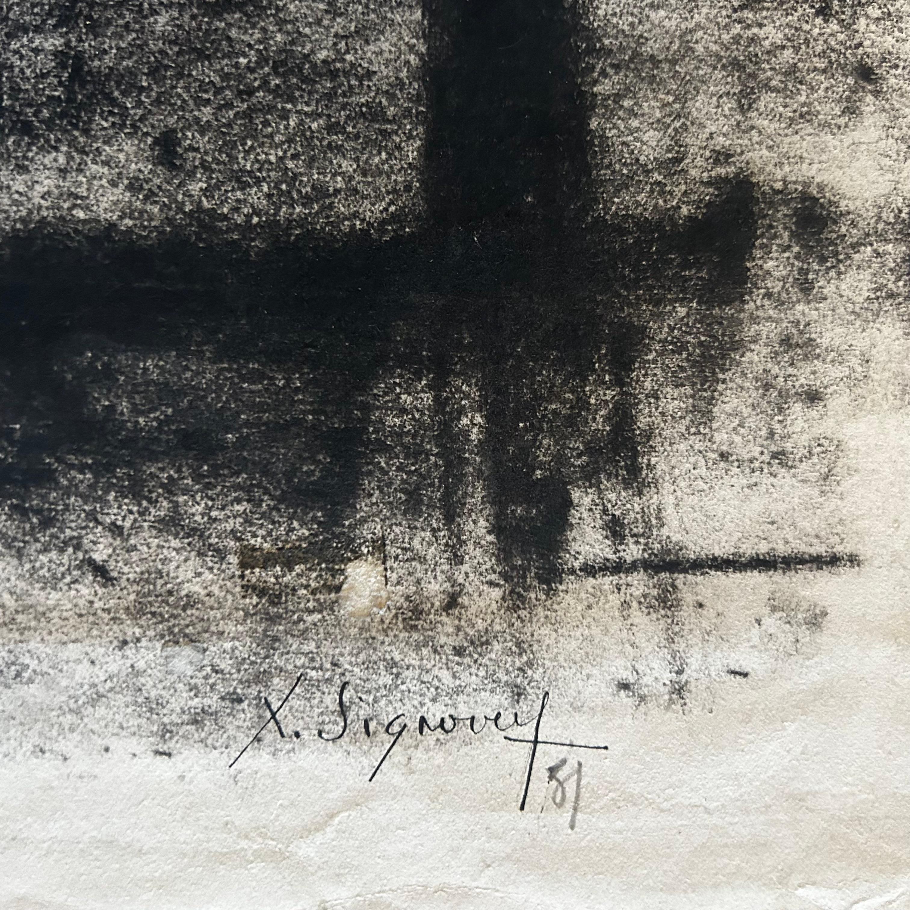 Paper Jean Signovert, French 1919-1981- Untitled, 1951; charcoal Abstract For Sale