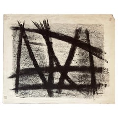 Jean Signovert, français 1919-1981- Sans titre, 1951 ; abstrait au fusain