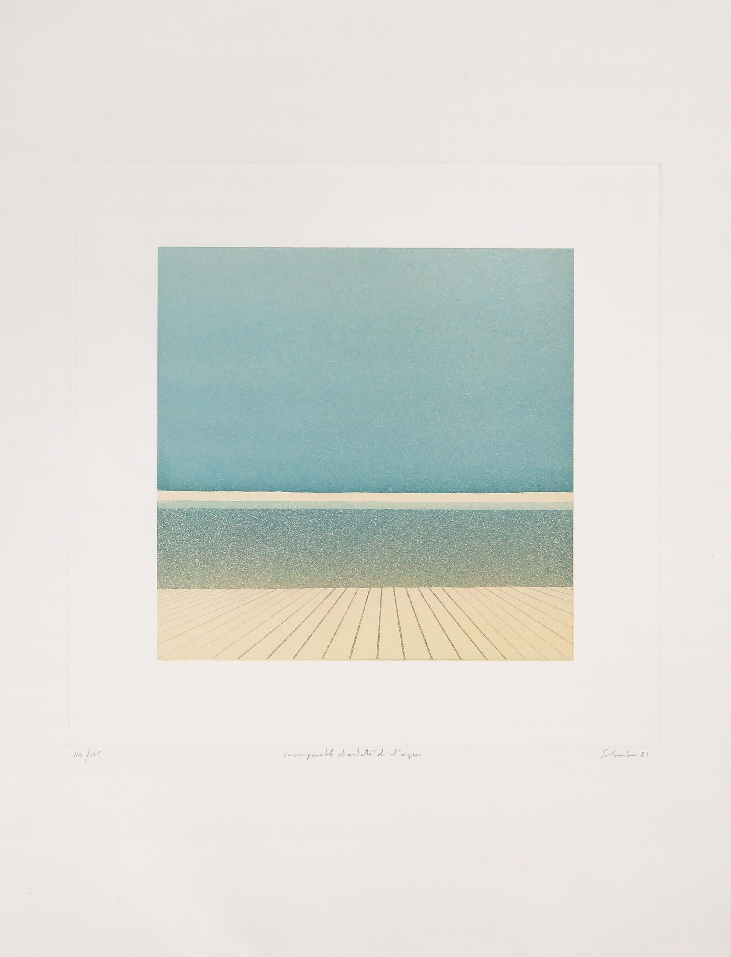 Incomparable Chant D'été De L'azur, Surrealist Etching with Aquatint by Jean Sol - Print by Jean Solombre