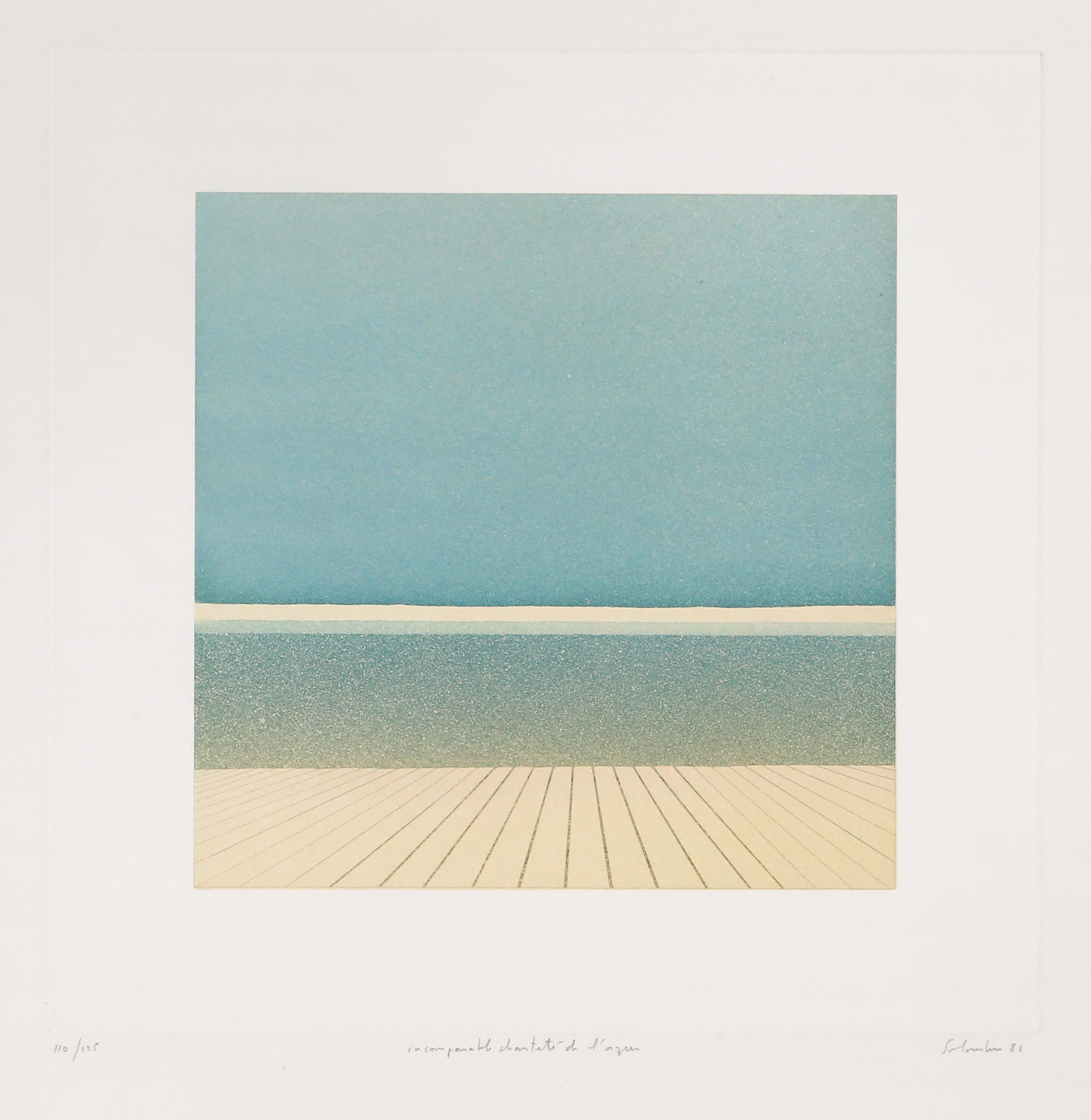 Jean Solombre Landscape Print - Incomparable Chant D'été De L'azur, Surrealist Etching with Aquatint by Jean Sol