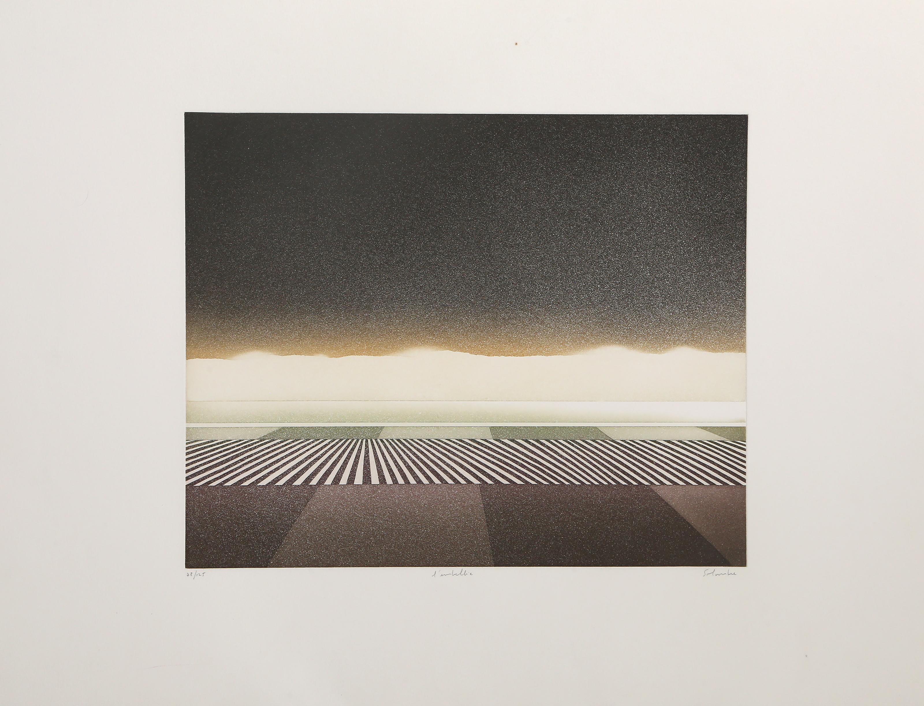 L'embellie, Surrealist Etching with Aquatint by Jean Solombre For Sale 1