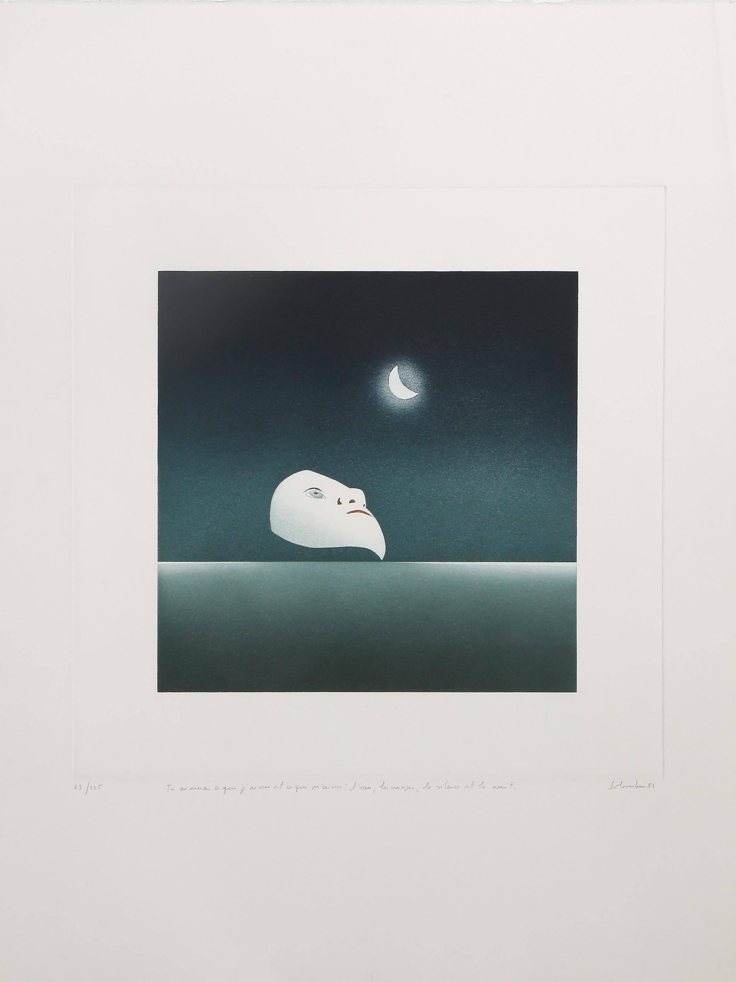 Tu aimerais ce que j'aime..., Surrealist Etching with Aquatint by Jean Solombre For Sale 1