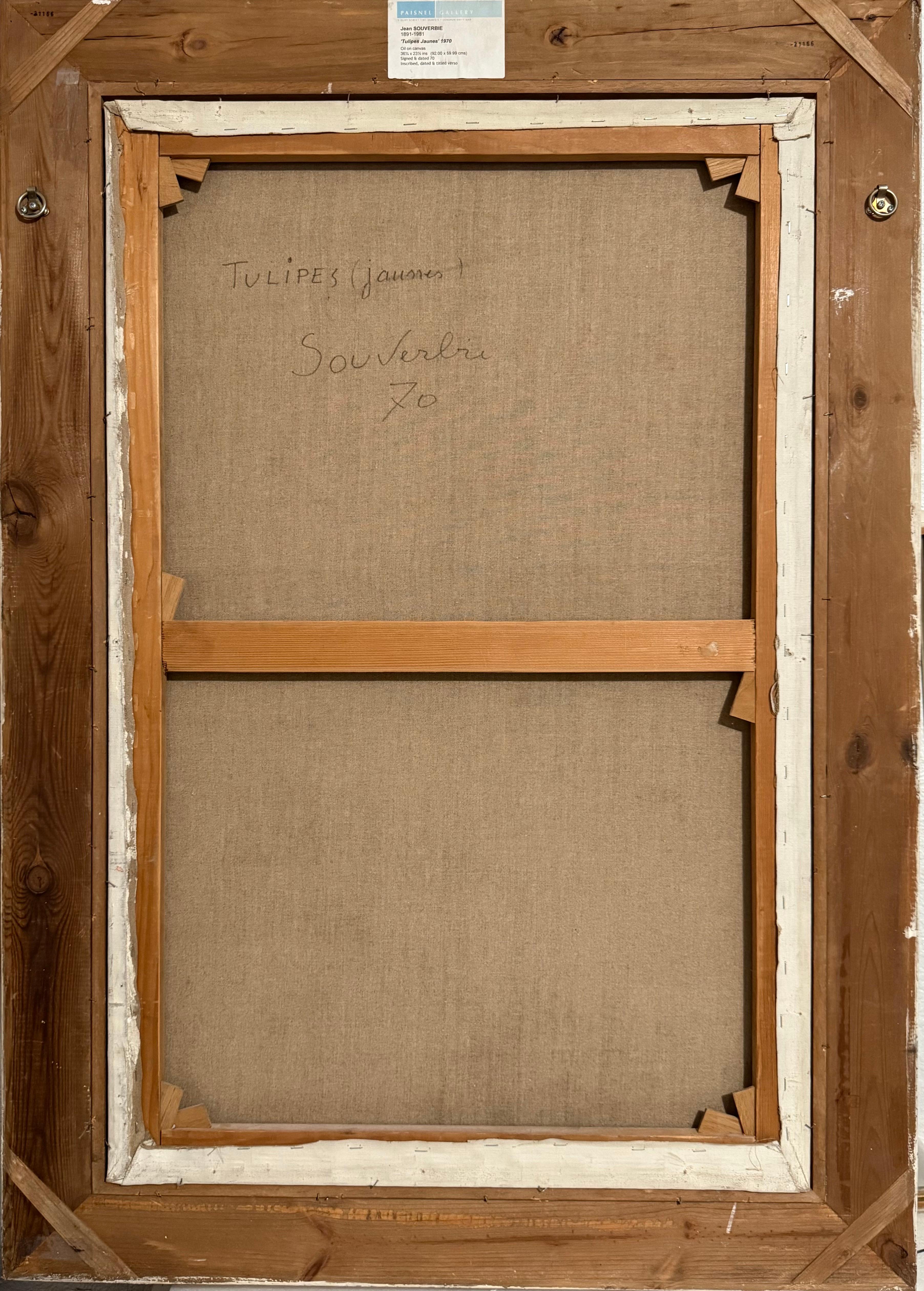 Grande pittura a olio francese modernista nabi Jean Souverbie Natura morta Tulipes Jaune in vendita 8