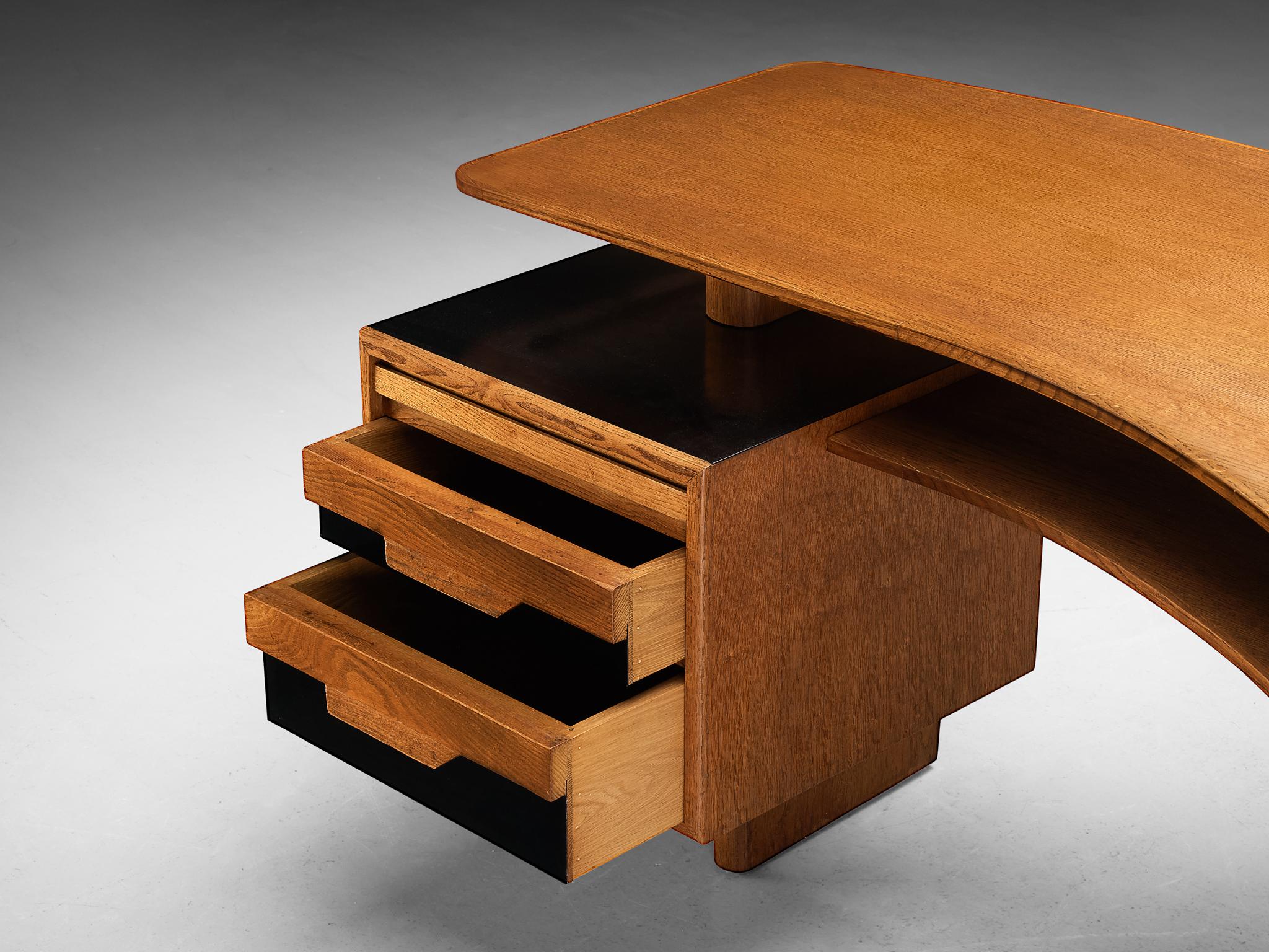 Jean Souvrain Sculptural Desk in Oak In Good Condition In Waalwijk, NL