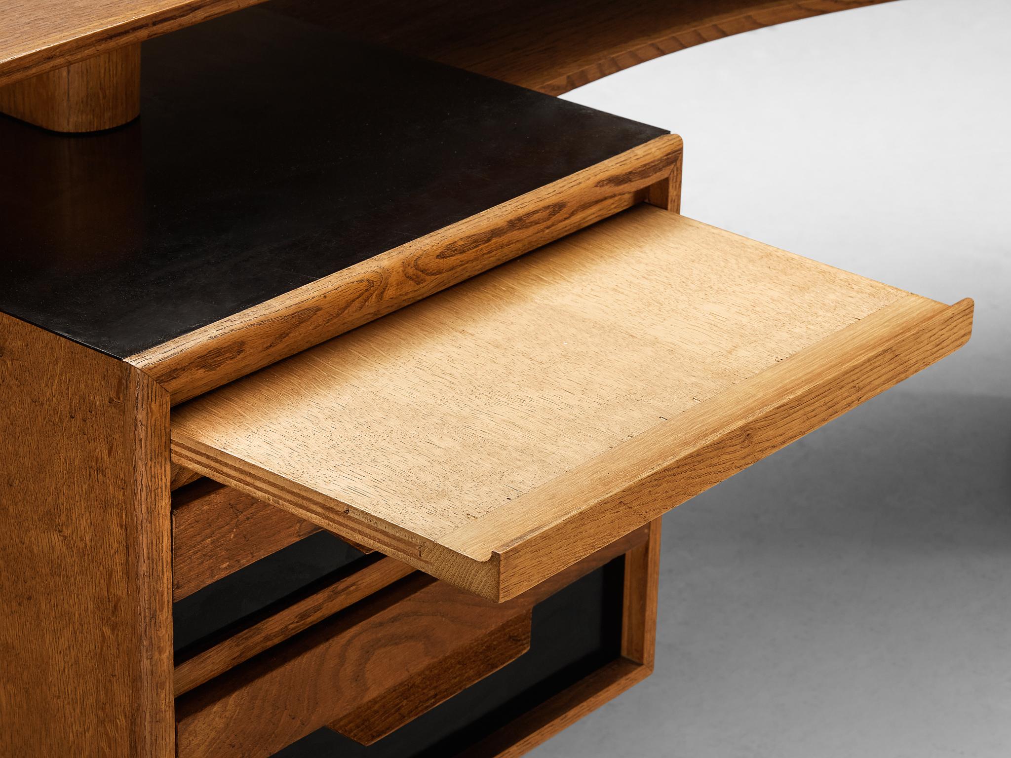 Mid-20th Century Jean Souvrain Sculptural Desk in Oak