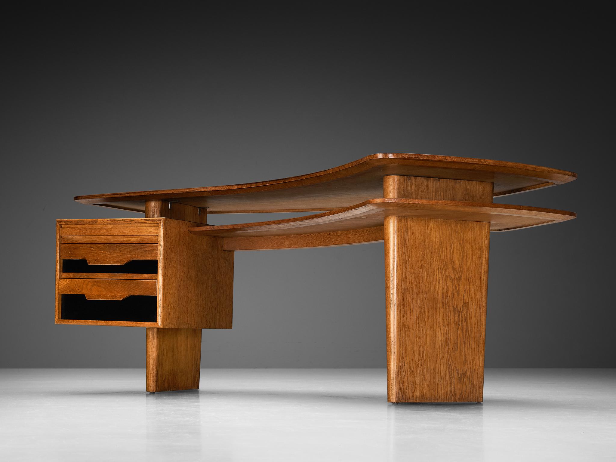 Synthetic Jean Souvrain Sculptural Desk in Oak