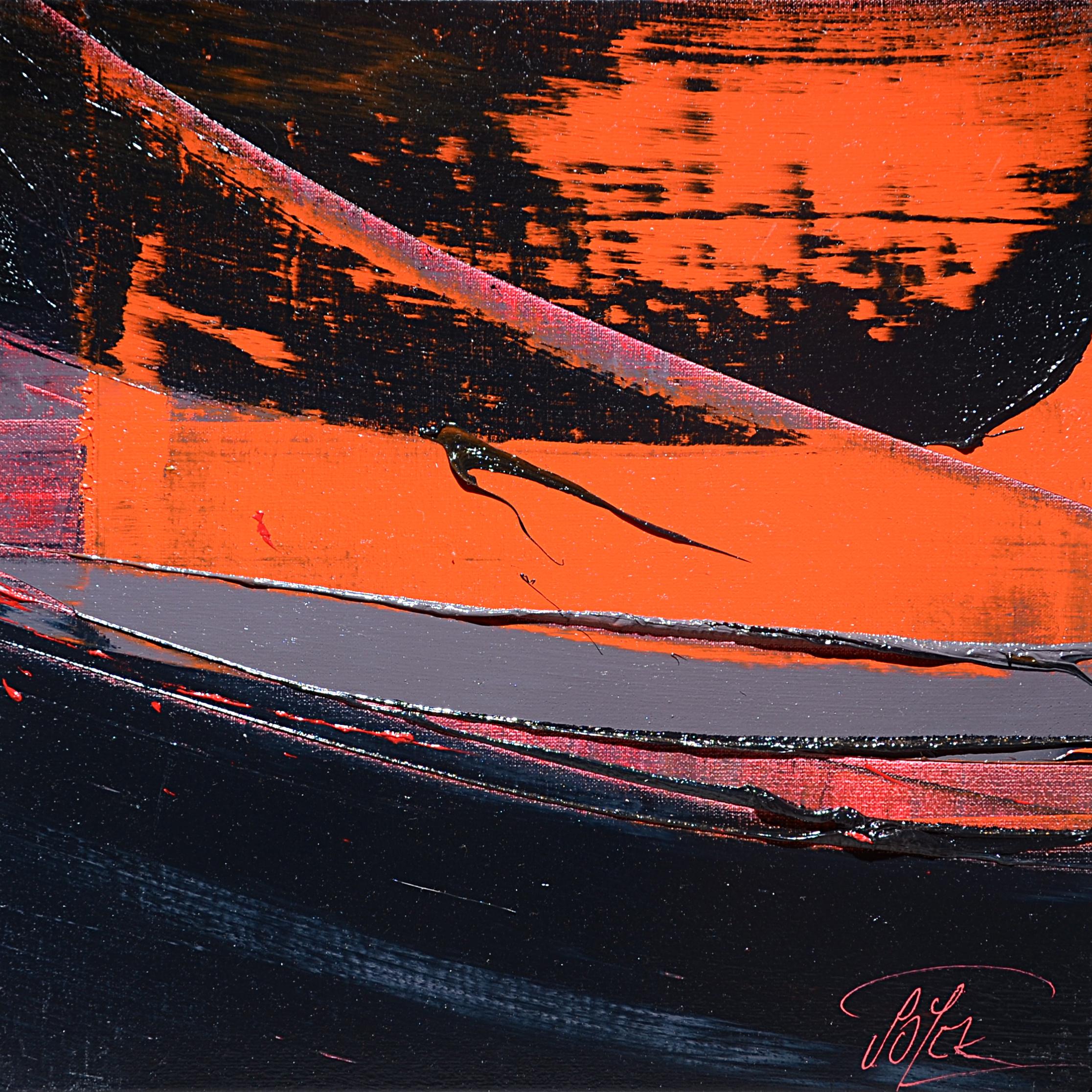 Tramonto astratto rosso e nero: Pittura a olio moderna di Jean Soyer in vendita 2