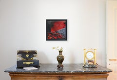 Abstract Red and Black Textured Oil Painting - Modern Dynamic Art