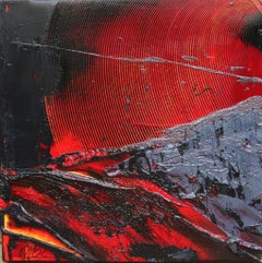 Pittura ad olio astratta con texture rossa e nera - Arte moderna dinamica