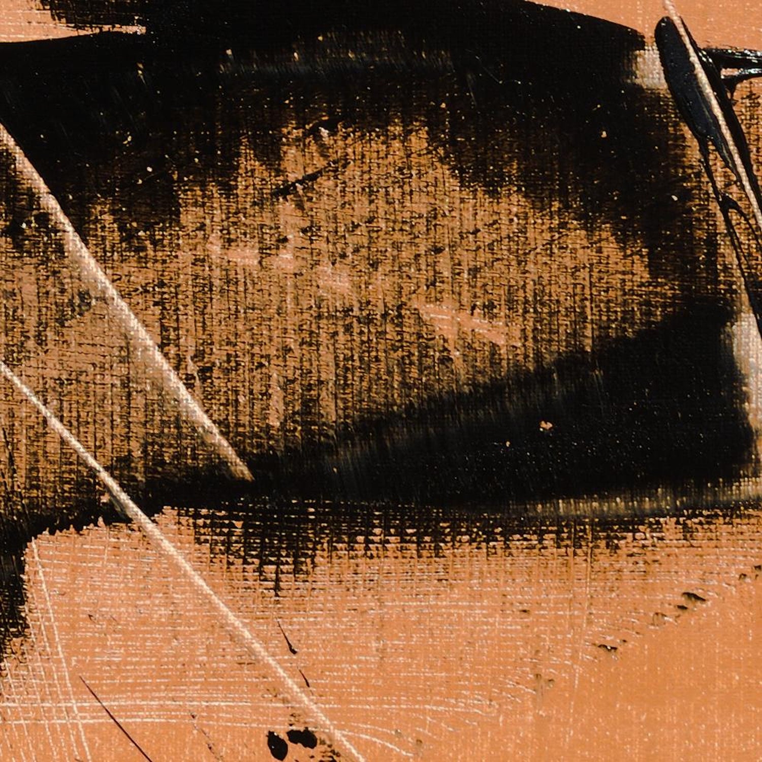 Jean Soyer Black Abstract Shape On Light Ochre Background