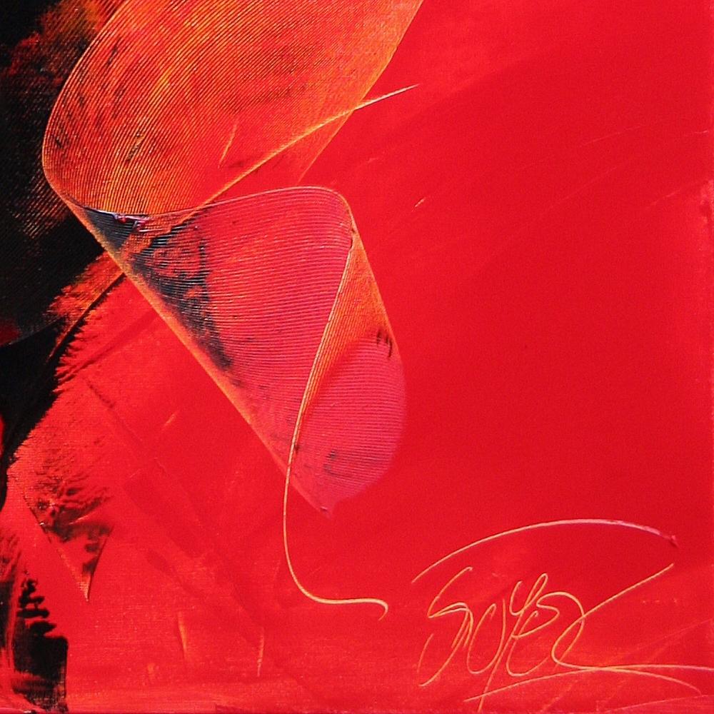 Black on Red Abstract Oil Painting For Sale 5