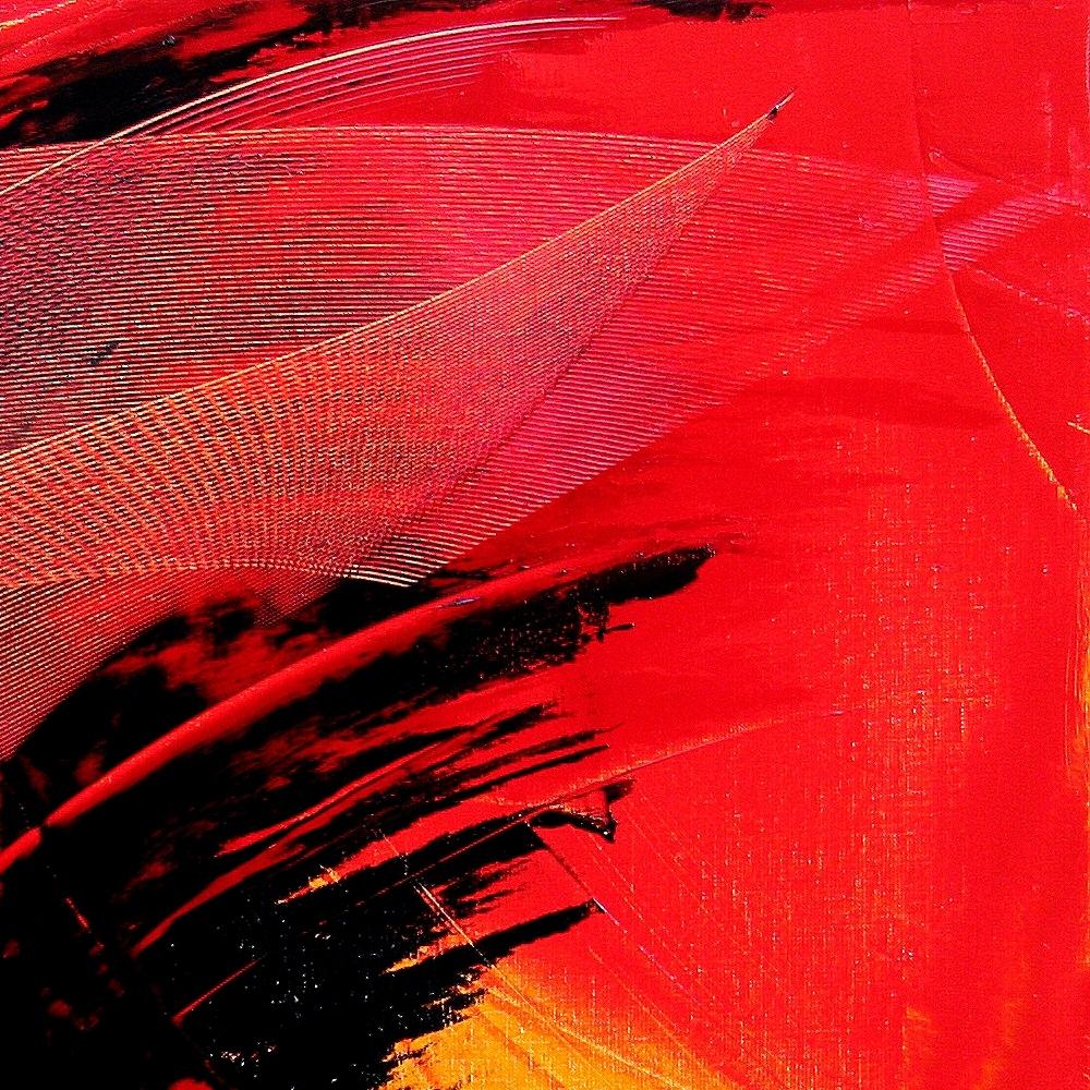 Black on Red Abstract Oil Painting 10
