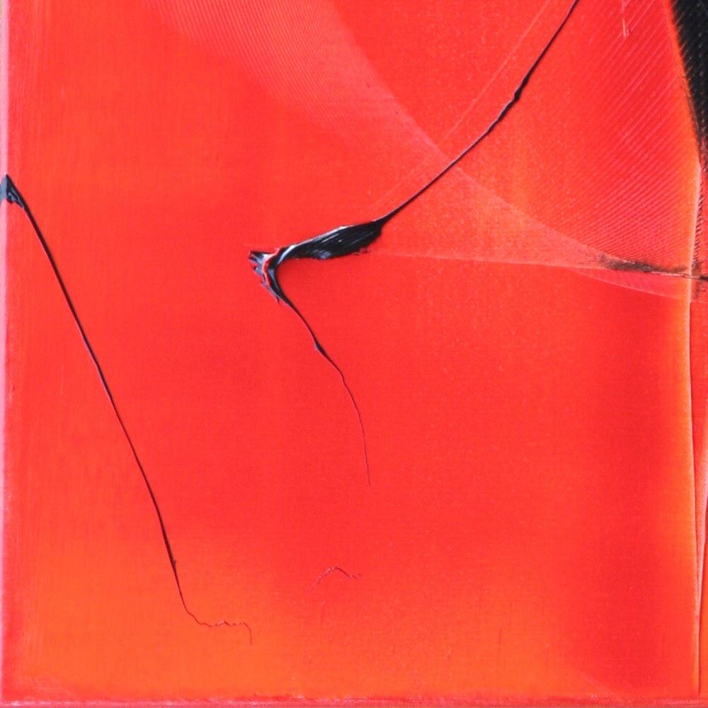 Pittura ad olio astratta nera su rosso 9