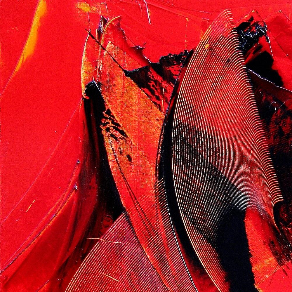 Black on Red Abstract Oil Painting 11