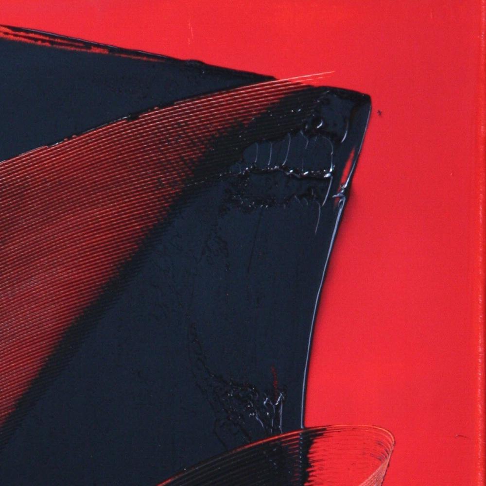 Black on Red Abstract Oil Painting For Sale 10